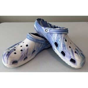 Men's Adult Crocs Classic Marbled Clog Blue/White/Purple Size 15 Beach Spa